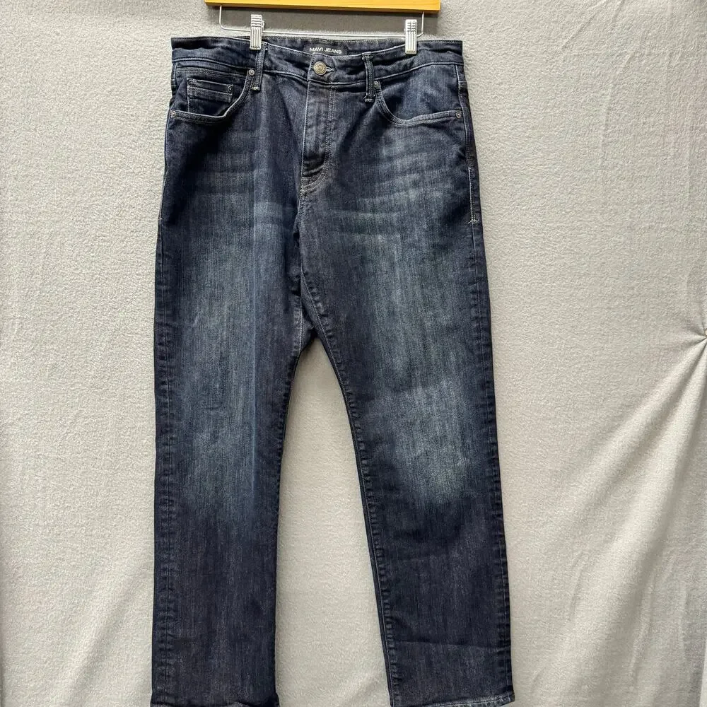 Mavi Jeans Mens 36x32 (36x31 ACTUAL) Matt Relaxed‎ Straight Leg Dark Wash Denim